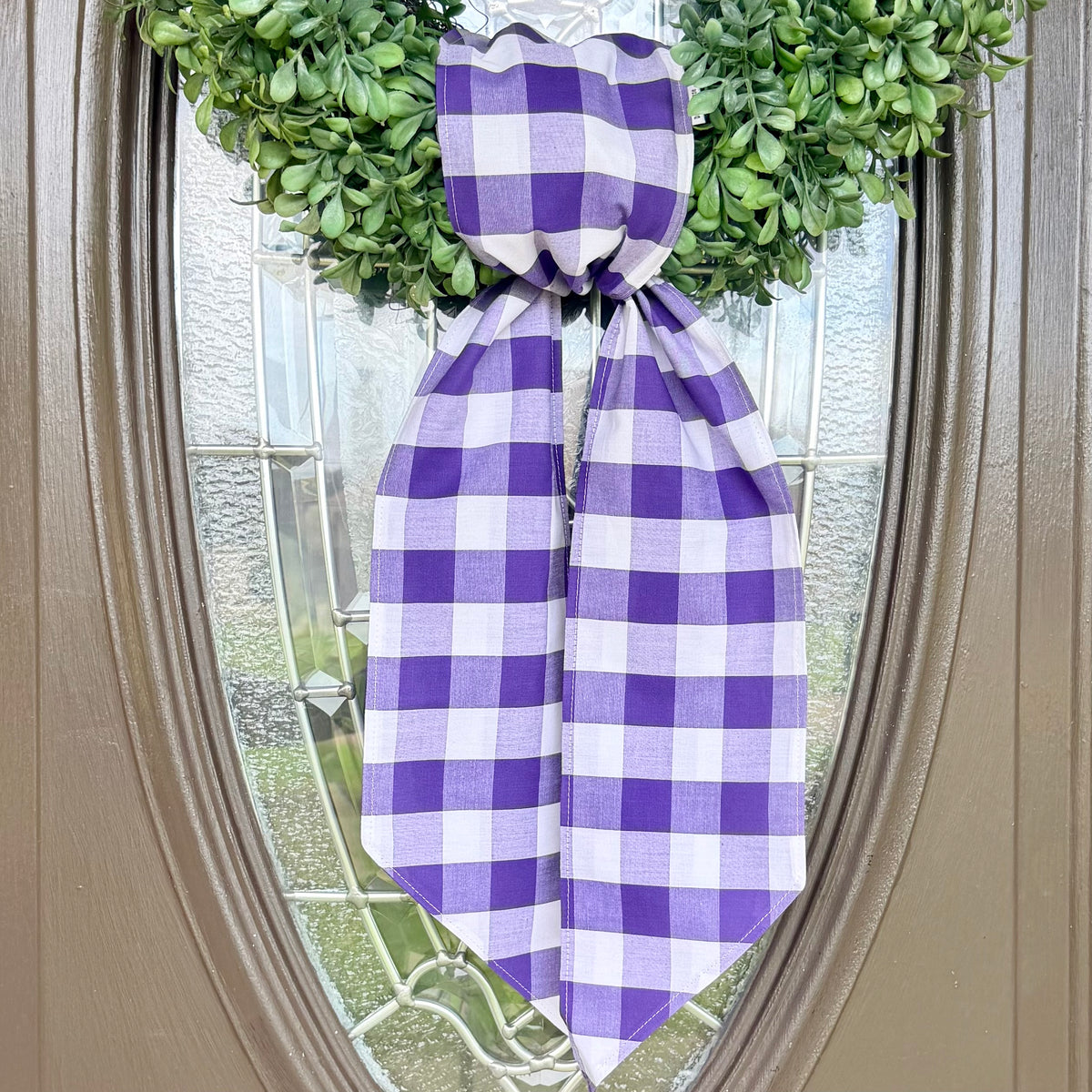Purple Gingham Wreath Sash