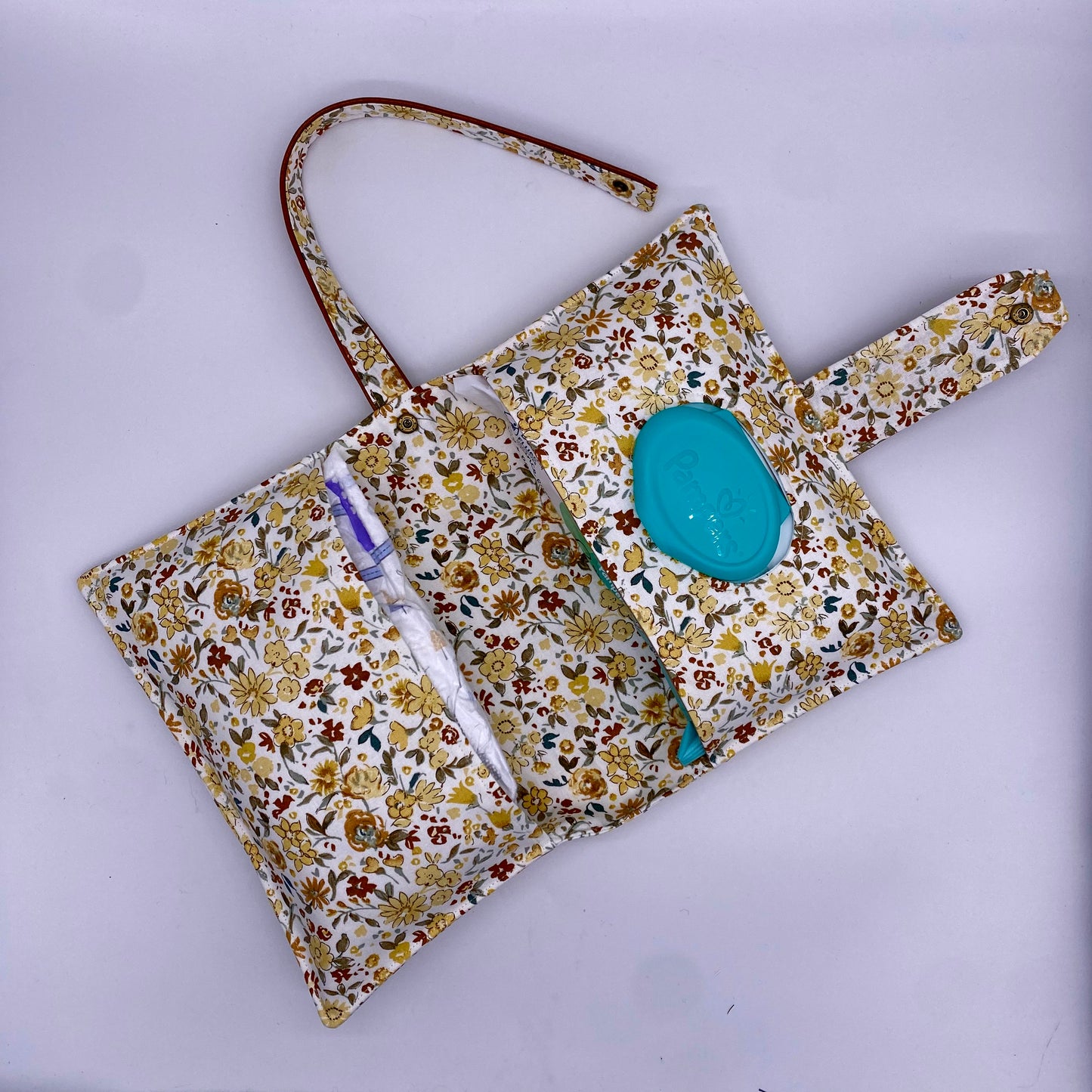 Yellow Floral Diaper Clutch
