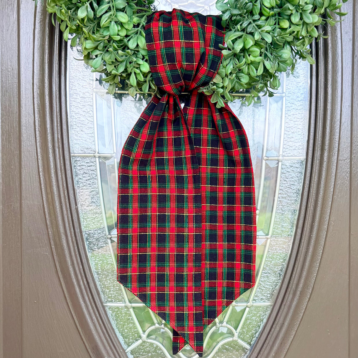 Christmas Plaid Wreath Sash