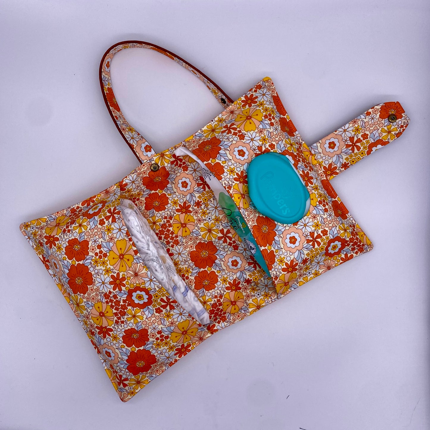 Retro Flower Diaper Clutch