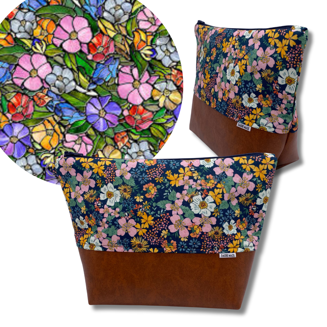 Stained Glass Floral Cosmetic Bag