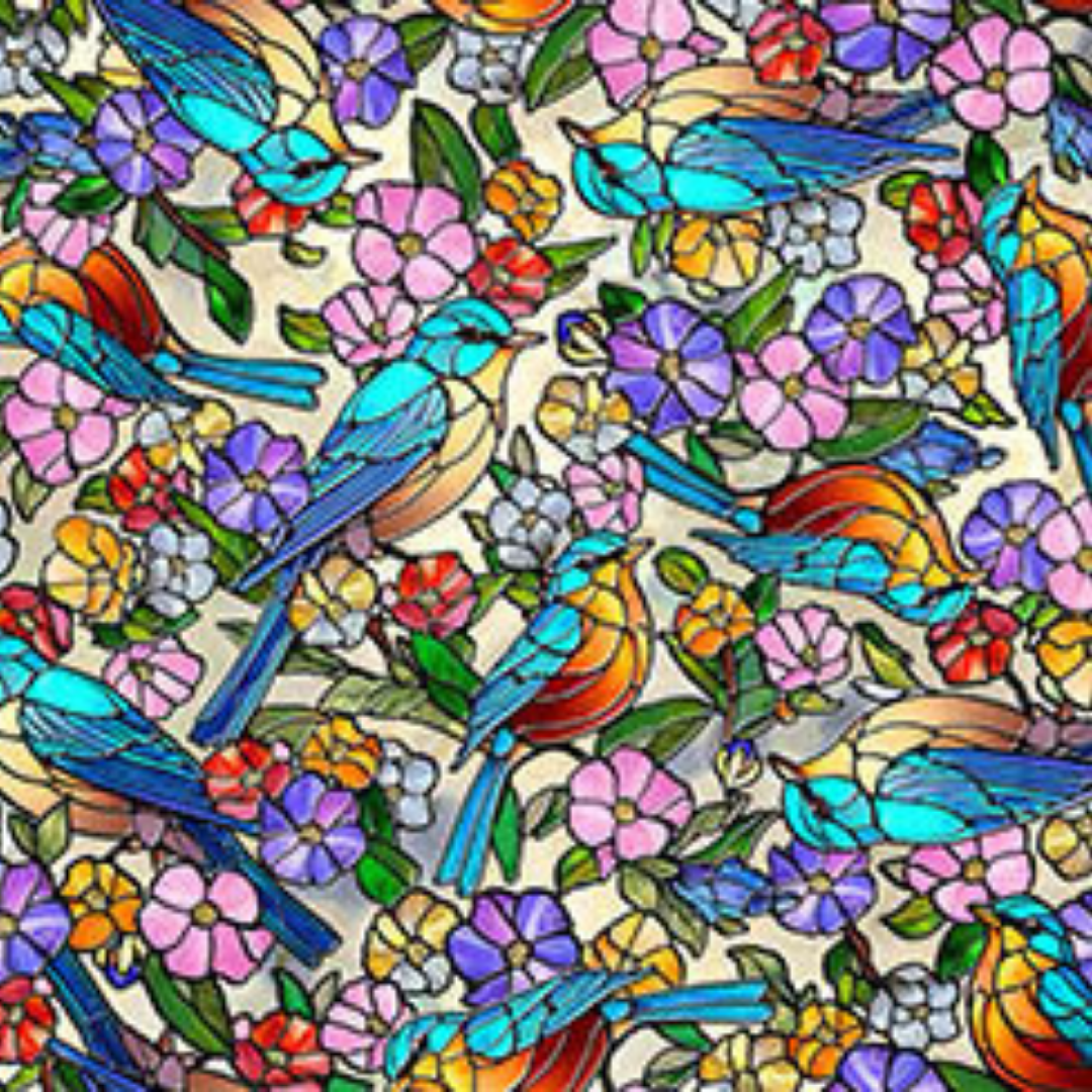 Stained Glass Birds Cosmetic Bag