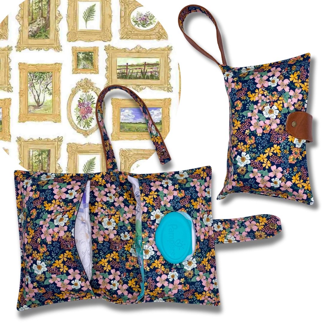 Framed Floral Diaper Clutch
