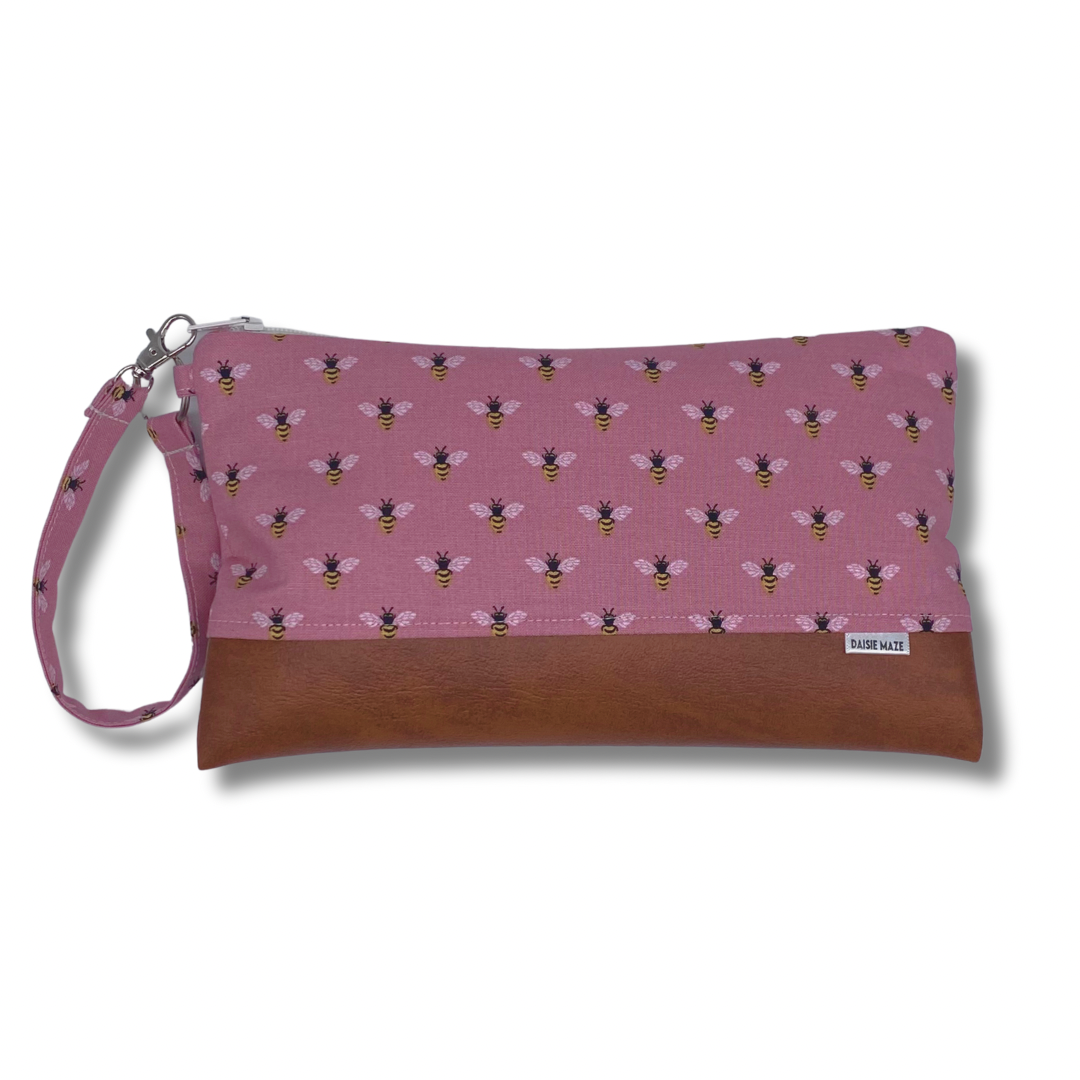 Tiny Bees Large Zipper Clutch