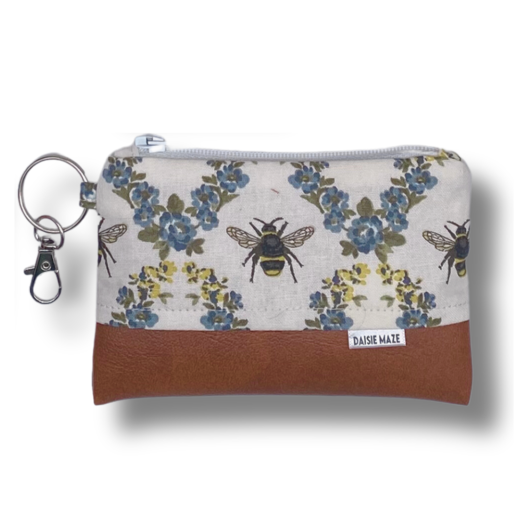 Floral Lattice Bees Coin Purse