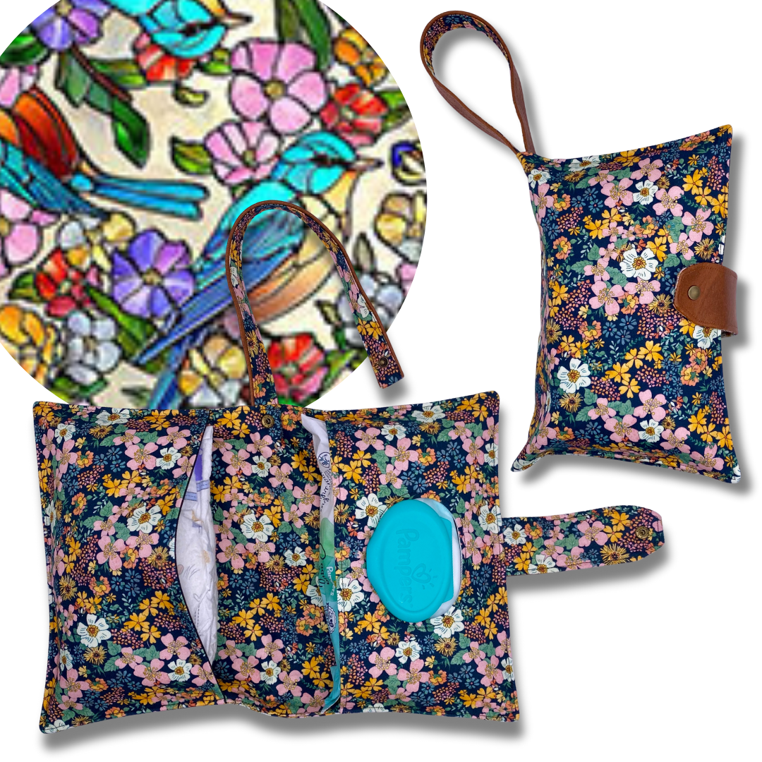 Stained Glass Birds Diaper Clutch
