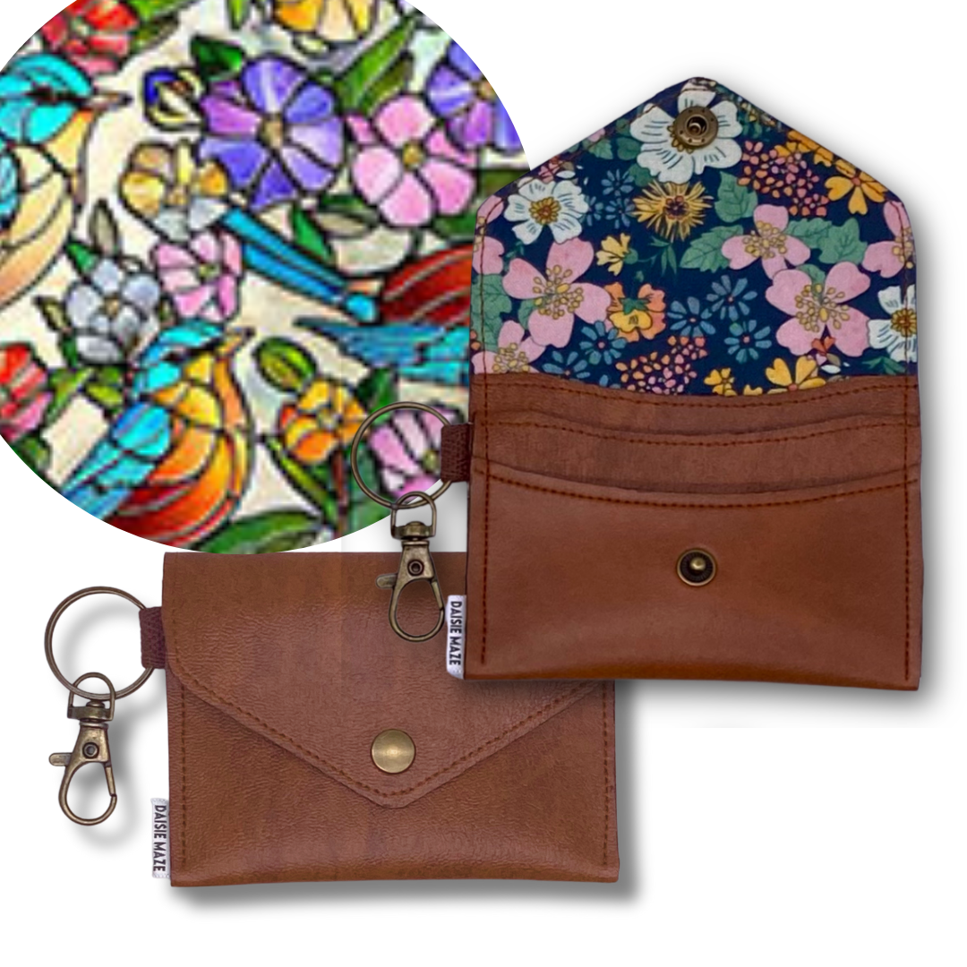Stained Glass Birds Card Wallet I.D.