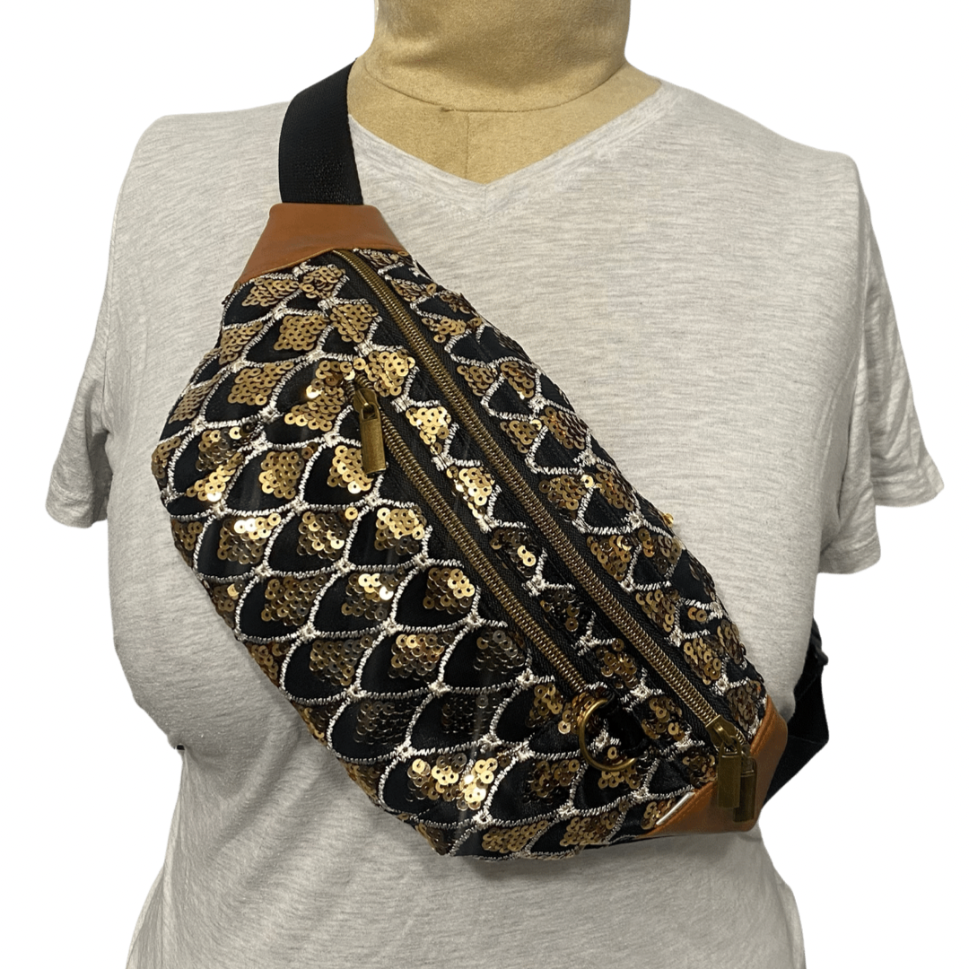 Gold Sequin Hip Bag