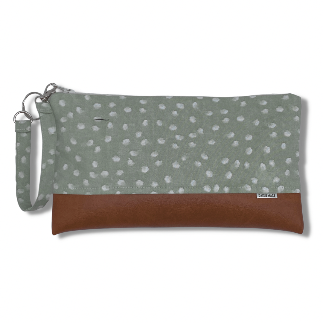 Mint Dots Clutch