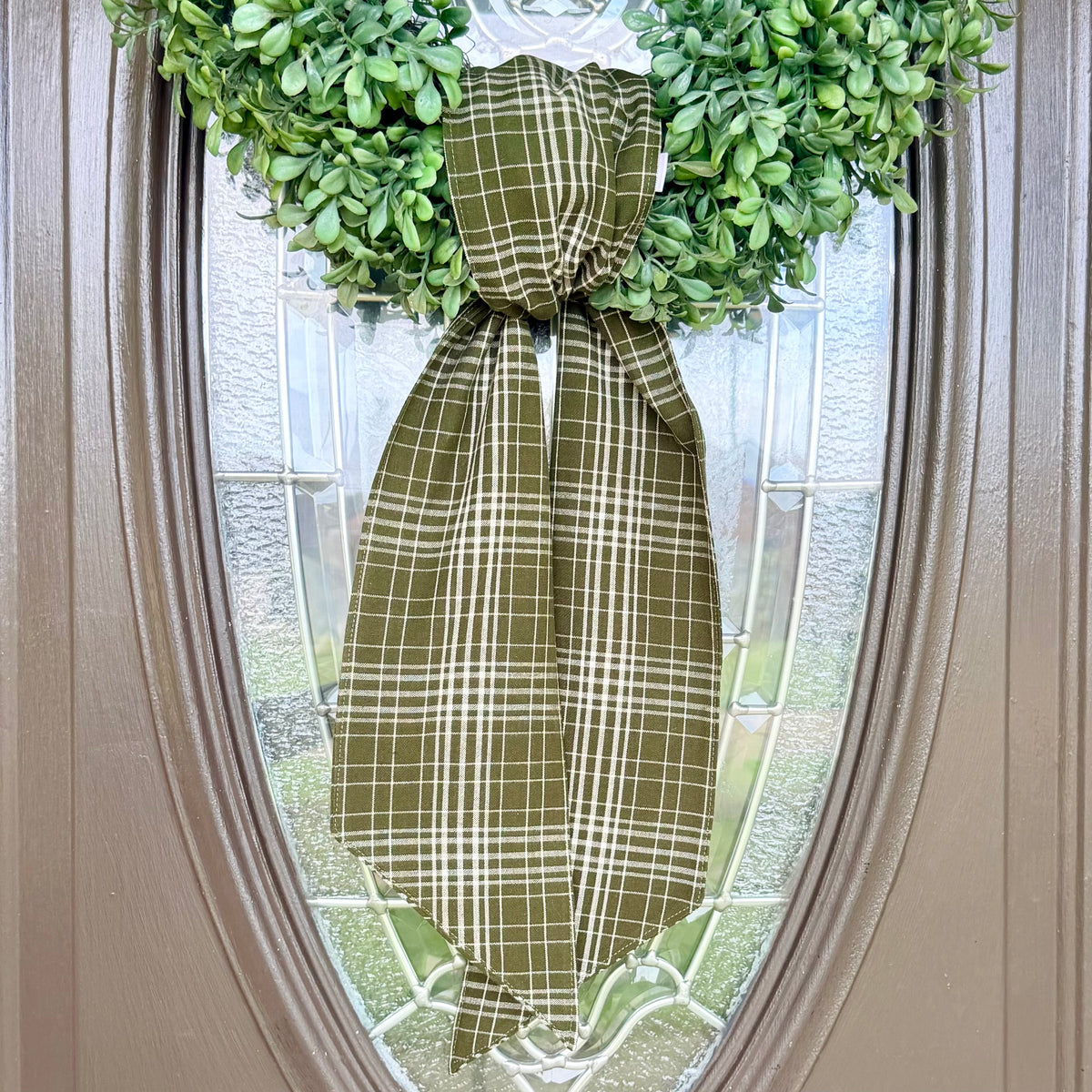 Green Plaid Wreath Sash
