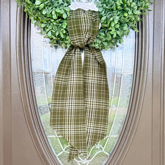 Green Plaid Wreath Sash