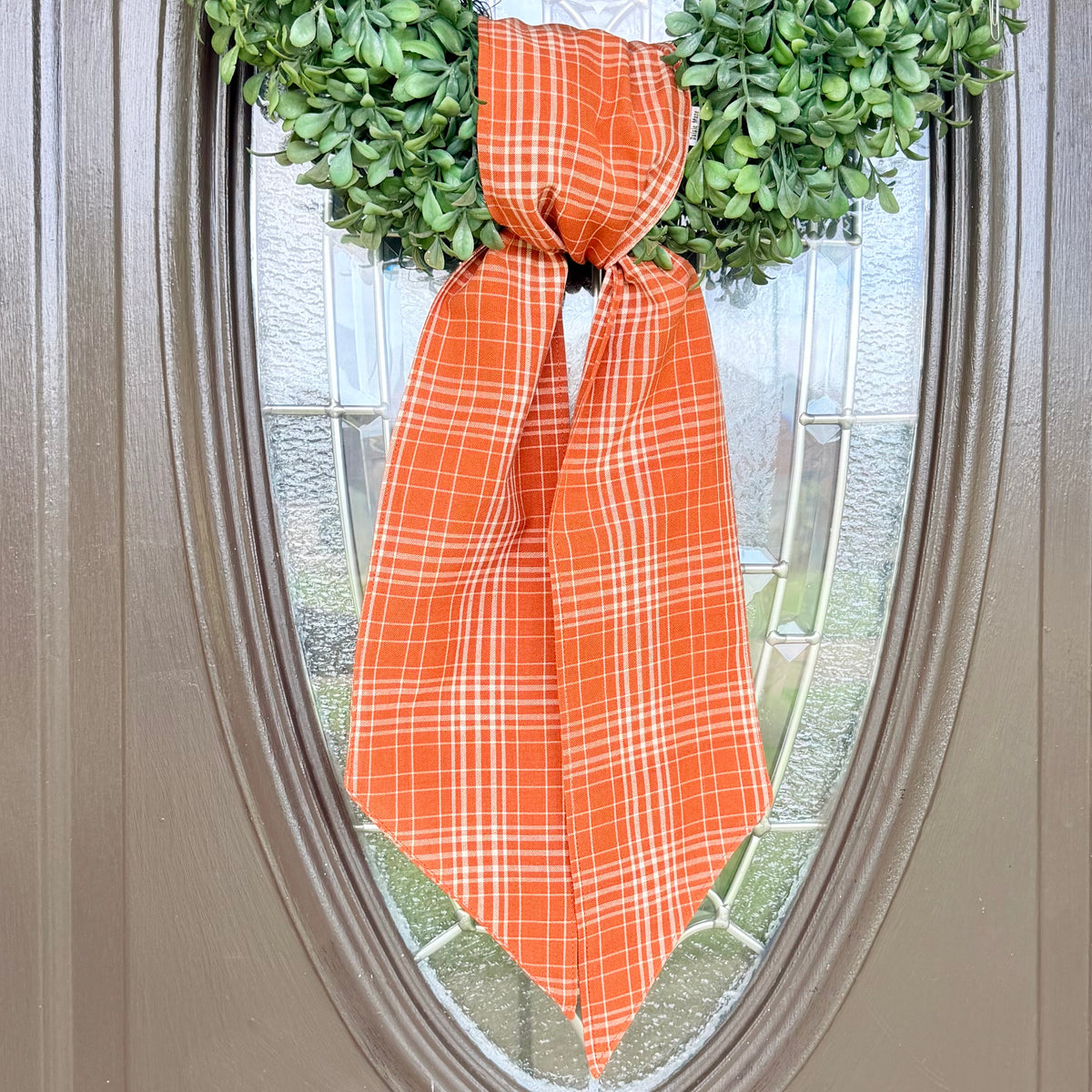 Orange Plaid Wreath Sash