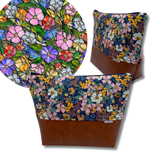 Stained Glass Floral Cosmetic Bag
