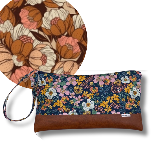 Warm Flora Large Zipper Clutch