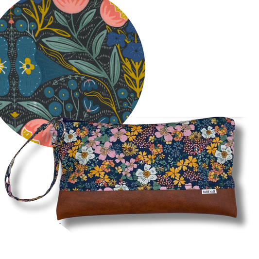 Nocturnal Floral Large Zipper Clutch