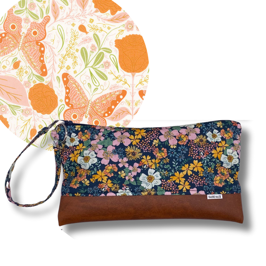 Vintage Butterfly Large Zipper Clutch