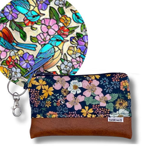 Stained Glass Birds Zipper Pouch