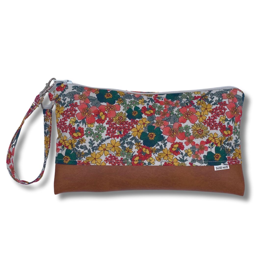 70s Floral in white Clutch