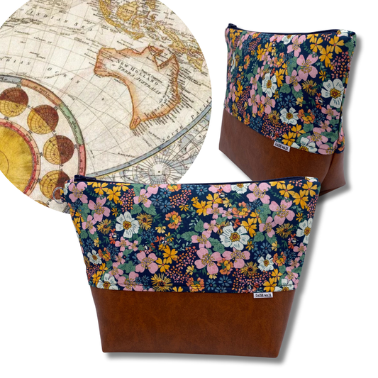Antique Map Cosmetic Bag
