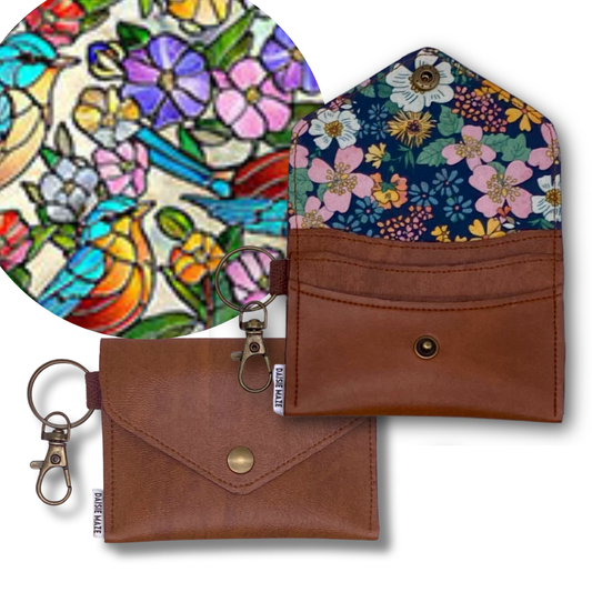 Stained Glass Birds Card Wallet I.D.